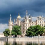 schwerin castle on a lake in schwerin in germany